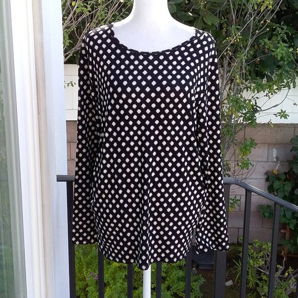 Chico's Tops - Chico's Top Women's XL Black with White Dots Long Sleeve Shirt